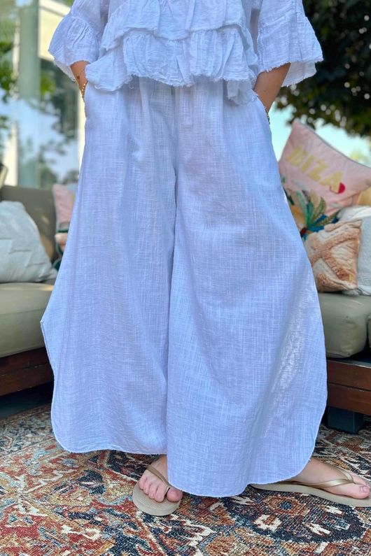 Frame Scoop Hem Pant White